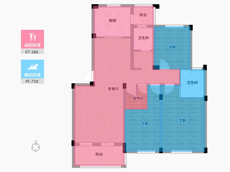 湖北省-咸宁市-洁丽雅龙栖蝶谷-99.76-户型库-动静分区