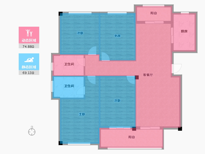 浙江省-杭州市-芳华里-132.00-户型库-动静分区