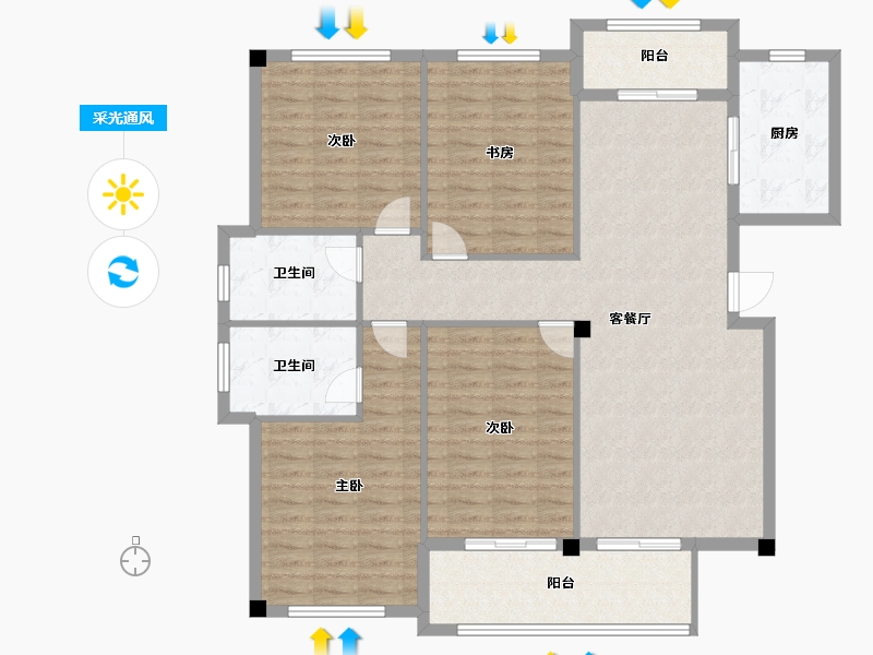 浙江省-杭州市-芳华里-132.00-户型库-采光通风