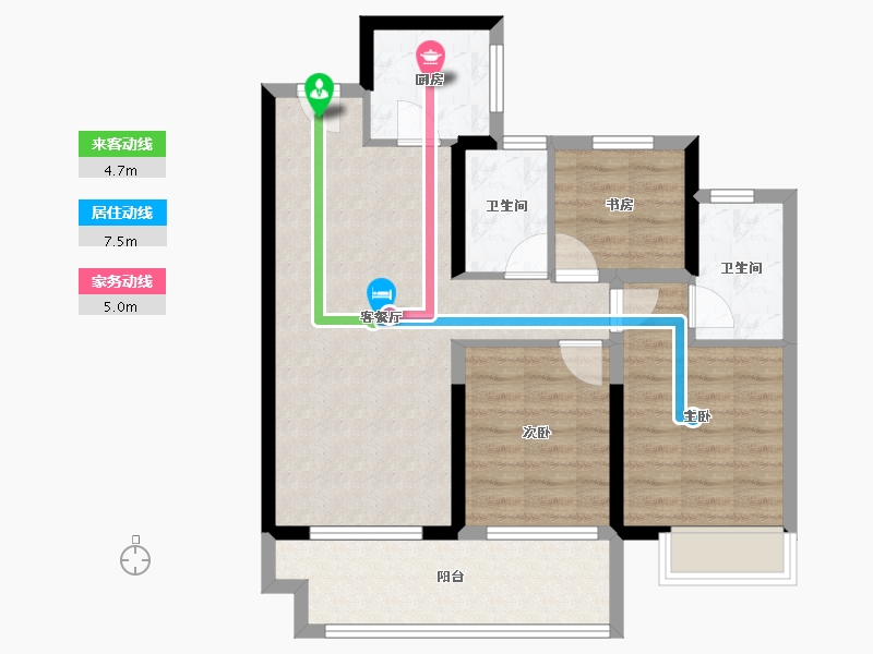 河南省-许昌市-金科鹿鸣帝景-75.89-户型库-动静线