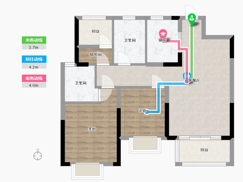 浙江省-宁波市-凯旋府-76.00-户型库-动静线