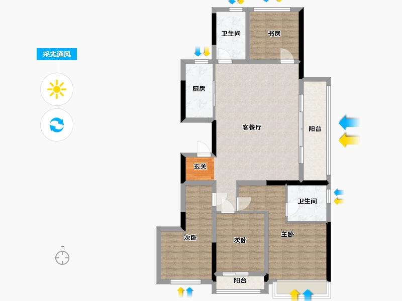 浙江省-宁波市-臻和院-109.07-户型库-采光通风