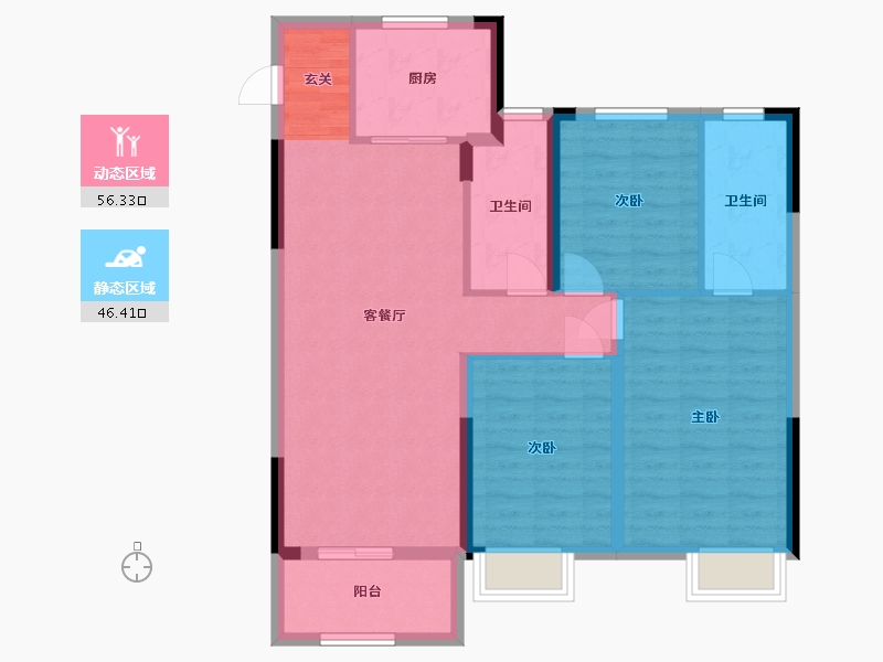 浙江省-宁波市-景瑞水印江山-92.30-户型库-动静分区