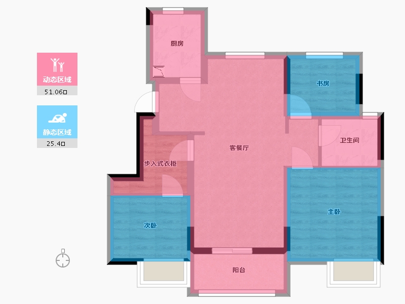 浙江省-嘉兴市-旭辉M梦想城-67.00-户型库-动静分区