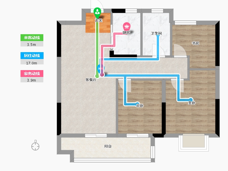 浙江省-宁波市-湖成大境-70.75-户型库-动静线