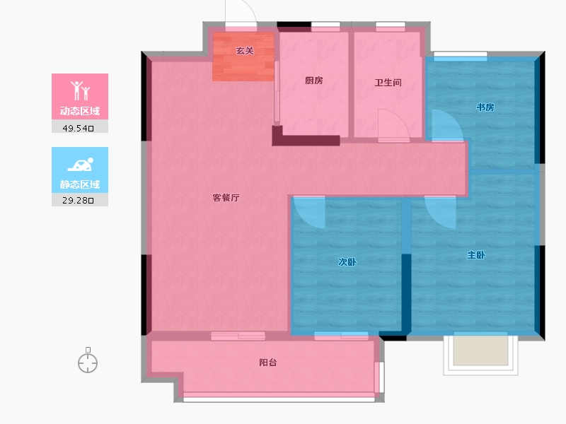 浙江省-宁波市-湖成大境-70.75-户型库-动静分区