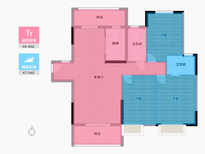 湖南省-岳阳市-江南世家-104.26-户型库-动静分区