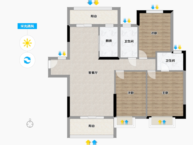 湖南省-岳阳市-江南世家-104.26-户型库-采光通风