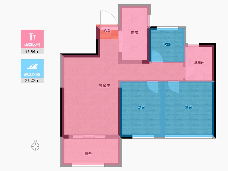 浙江省-宁波市-君塘名筑-66.40-户型库-动静分区