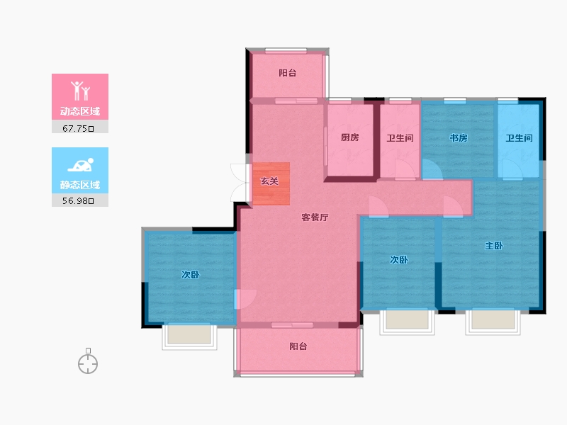 浙江省-宁波市-宁波宝龙一城-112.22-户型库-动静分区