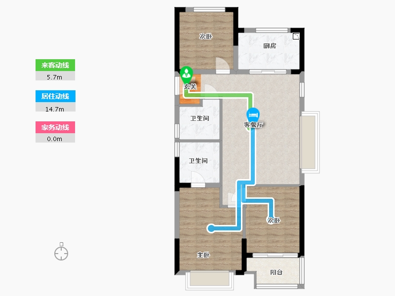 浙江省-宁波市-宁波宝龙一城-85.44-户型库-动静线