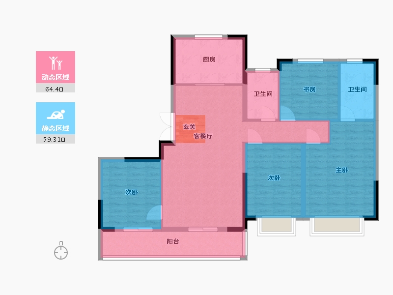 浙江省-宁波市-宁波宝龙一城-111.94-户型库-动静分区