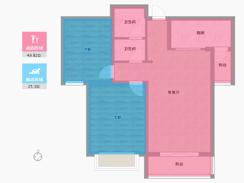 云南省-大理白族自治州-怡景尚居-66.37-户型库-动静分区