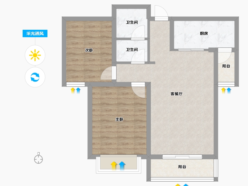 云南省-大理白族自治州-怡景尚居-66.37-户型库-采光通风