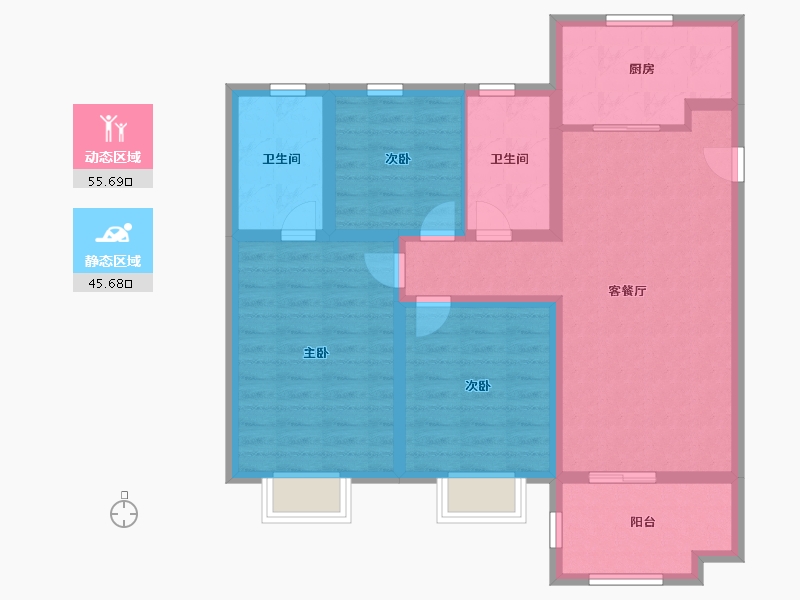 山东省-济南市-海信九麓府-90.00-户型库-动静分区