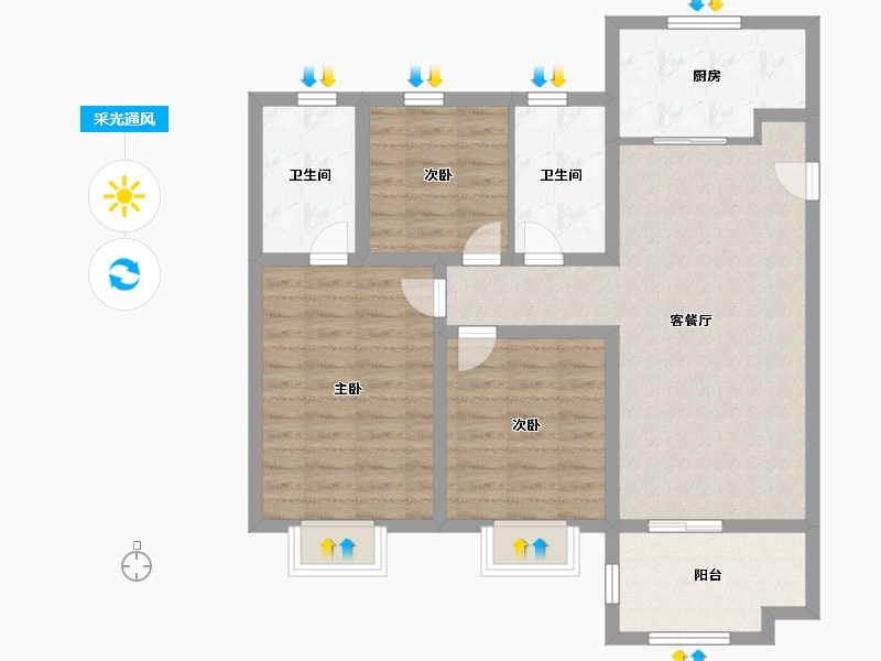 山东省-济南市-海信九麓府-90.00-户型库-采光通风