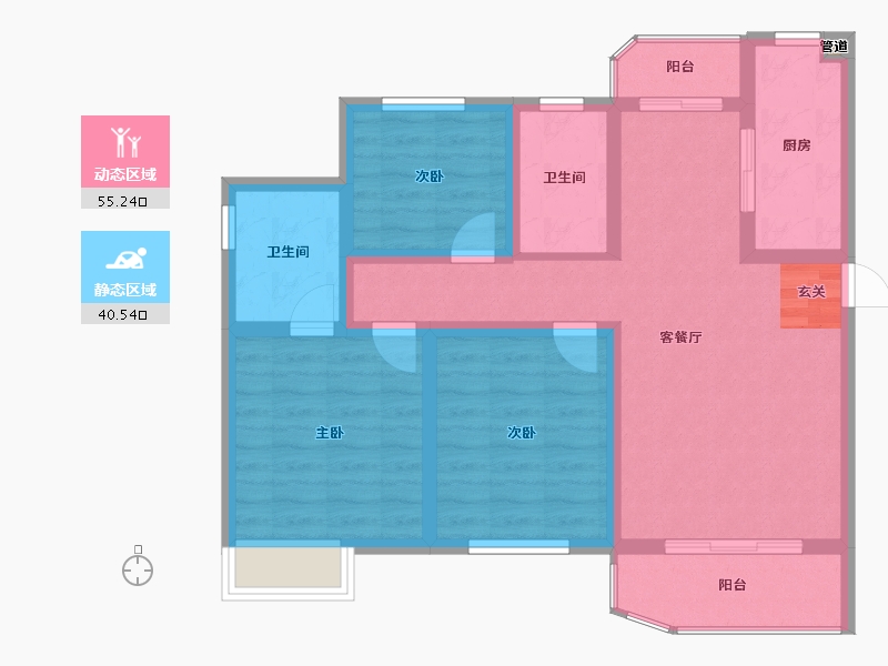 山东省-济南市-外海中央花园-84.65-户型库-动静分区