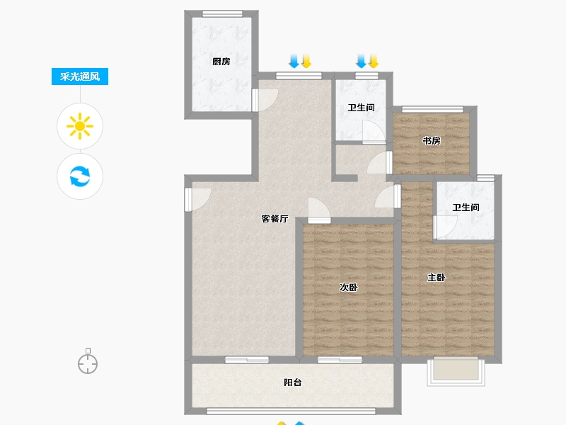 江苏省-南通市-锦御豪庭-110.00-户型库-采光通风