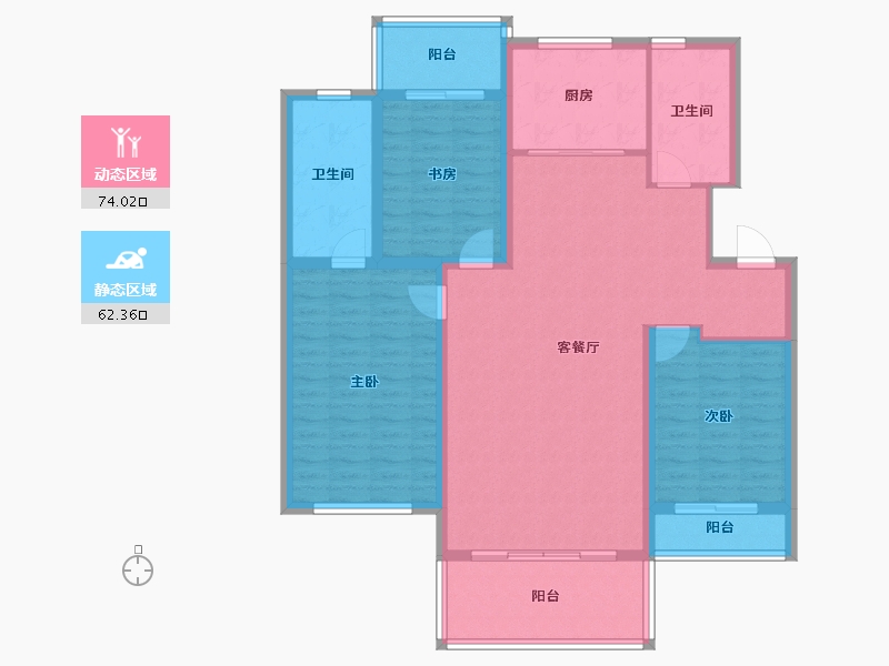 辽宁省-盘锦市-公园里-123.50-户型库-动静分区