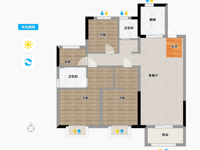 安徽省-合肥市-阳光城悦澜府-97.13-户型库-采光通风