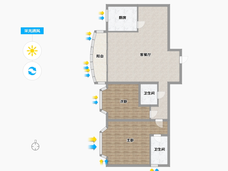 湖北省-武汉市-汉口滨江公馆-118.55-户型库-采光通风