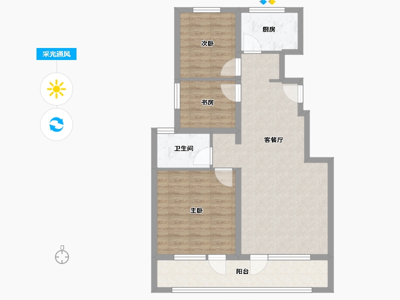 山东省-烟台市-牧歌九棠府-80.00-户型库-采光通风