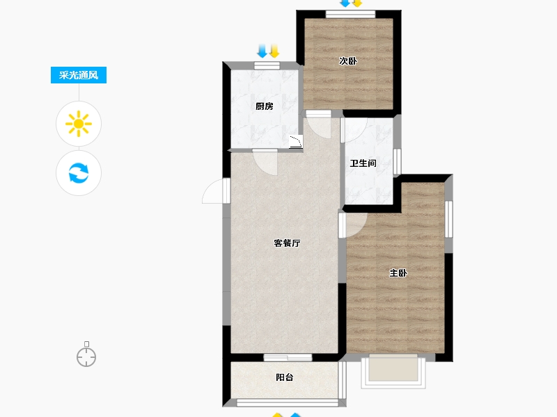 江苏省-南京市-银城云台天境-59.47-户型库-采光通风