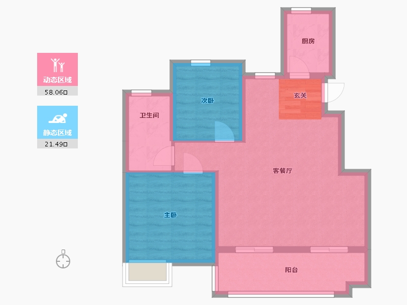 安徽省-合肥市-华地・黄麓公馆-71.30-户型库-动静分区