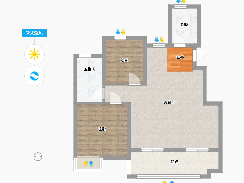 安徽省-合肥市-华地・黄麓公馆-71.30-户型库-采光通风