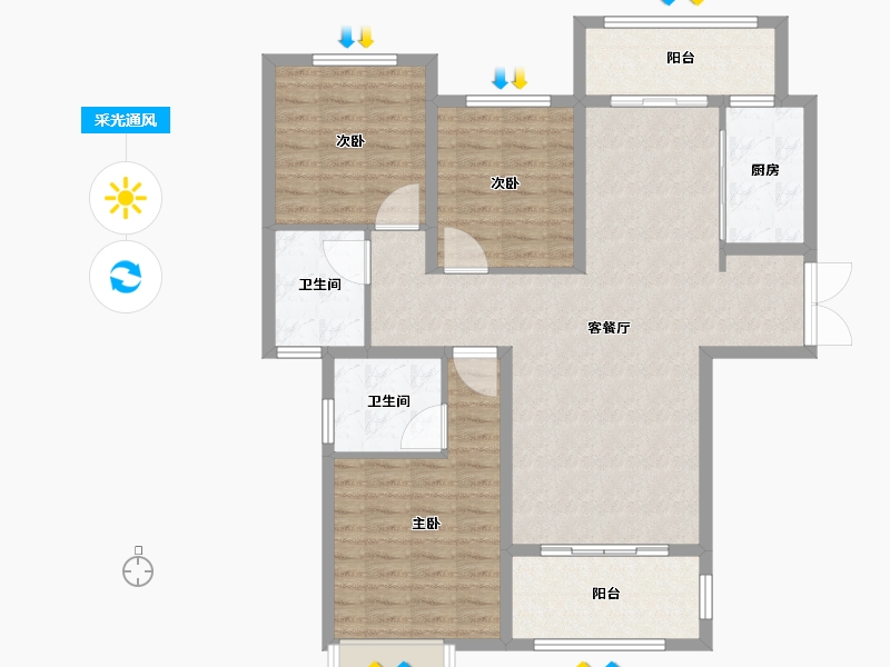 河南省-南阳市-南阳建业森林半岛-110.01-户型库-采光通风