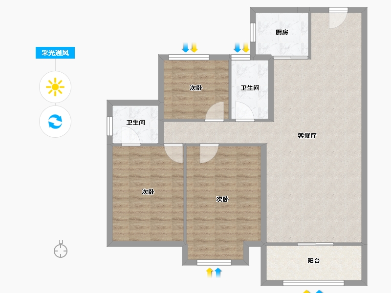 湖南省-长沙市-保利香槟国际-100.00-户型库-采光通风