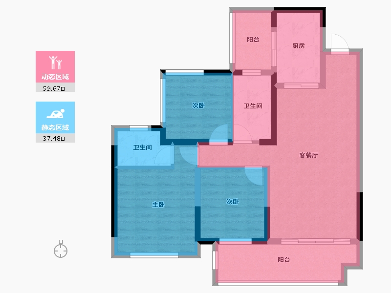 四川省-乐山市-犍为众恒中央公园-86.14-户型库-动静分区