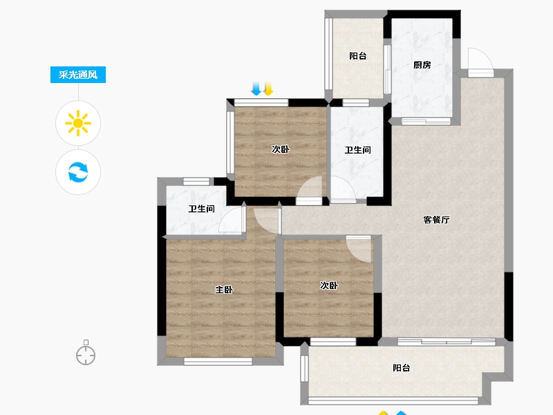 四川省-乐山市-犍为众恒中央公园-86.14-户型库-采光通风