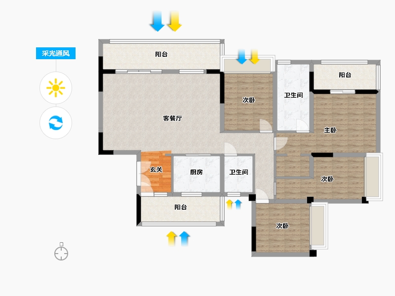 四川省-成都市-北辰天麓御府-139.25-户型库-采光通风