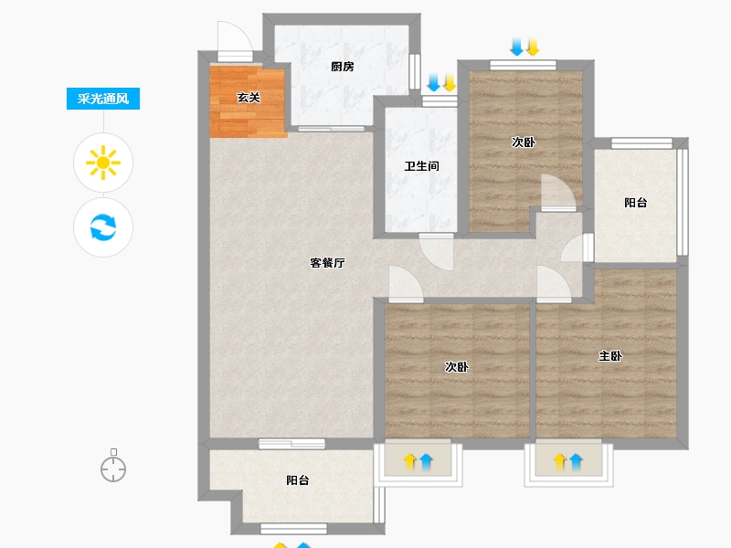 安徽省-合肥市-保利时代-86.19-户型库-采光通风