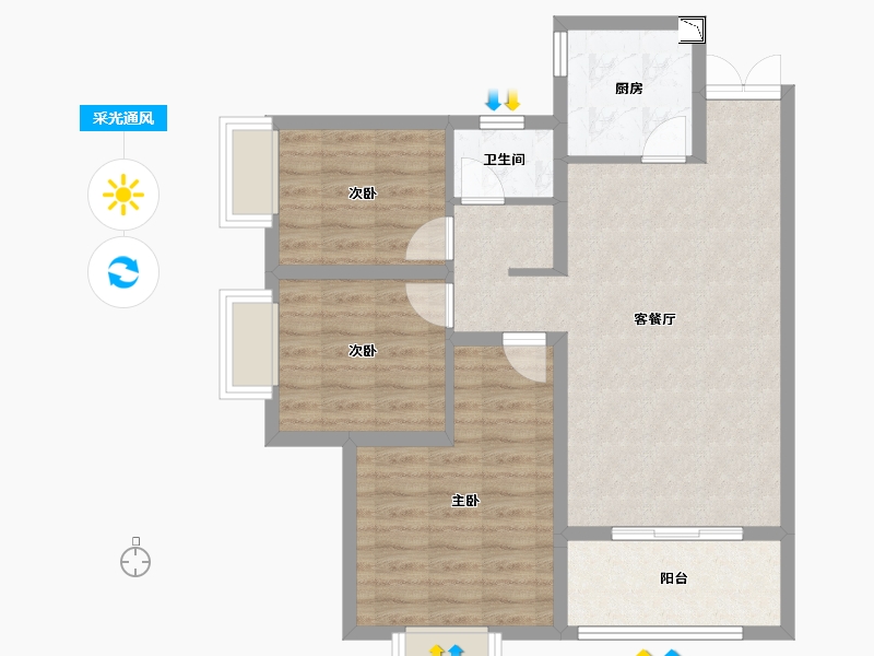 河南省-郑州市-泰山誉景-76.71-户型库-采光通风