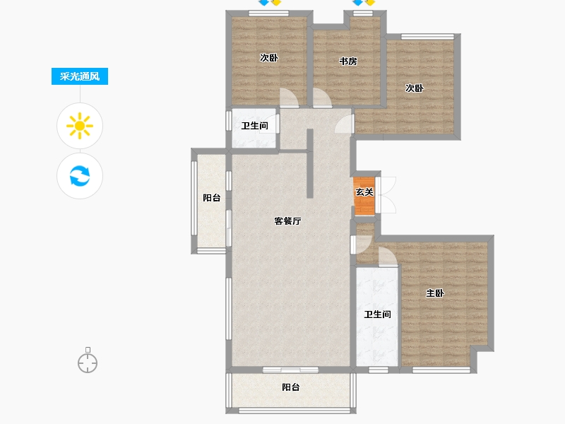 四川省-成都市-保利天和-122.95-户型库-采光通风