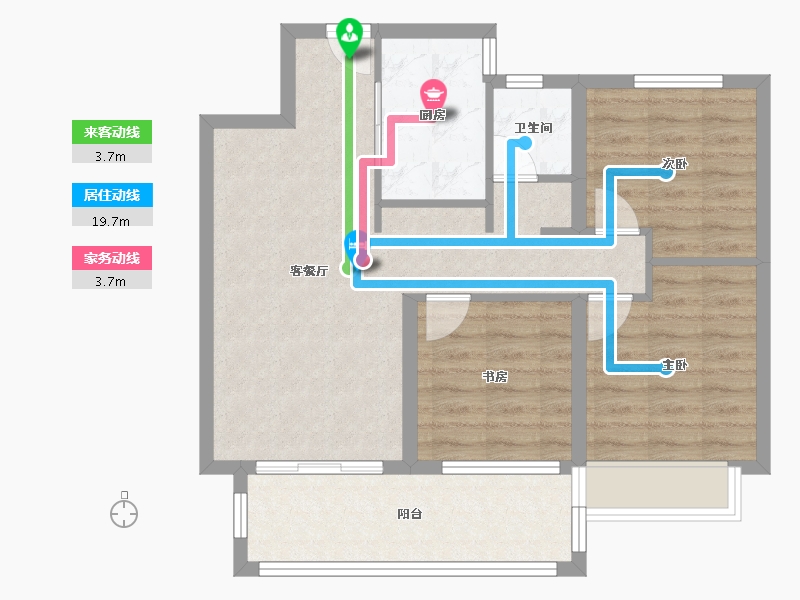 陕西省-西安市-绿地与湖五期-72.35-户型库-动静线