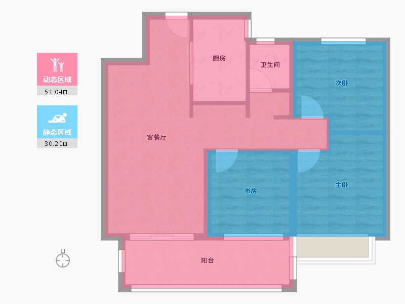 陕西省-西安市-绿地与湖五期-72.35-户型库-动静分区