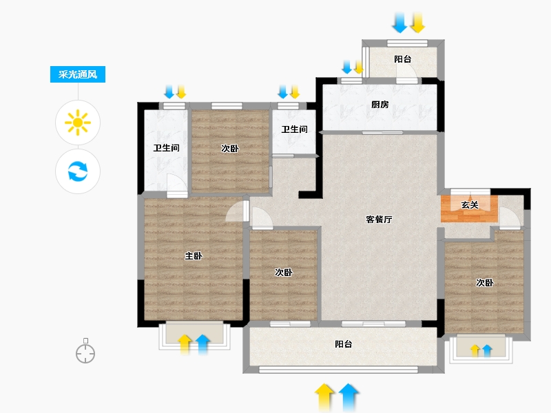 四川省-成都市-旭辉江山和鸣-114.72-户型库-采光通风