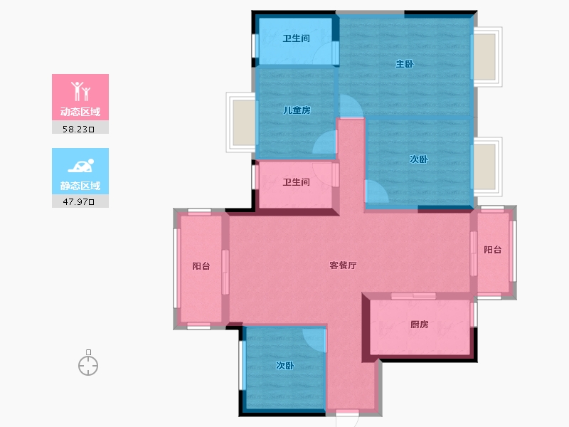 广西壮族自治区-南宁市-华润置地悦年华-94.76-户型库-动静分区