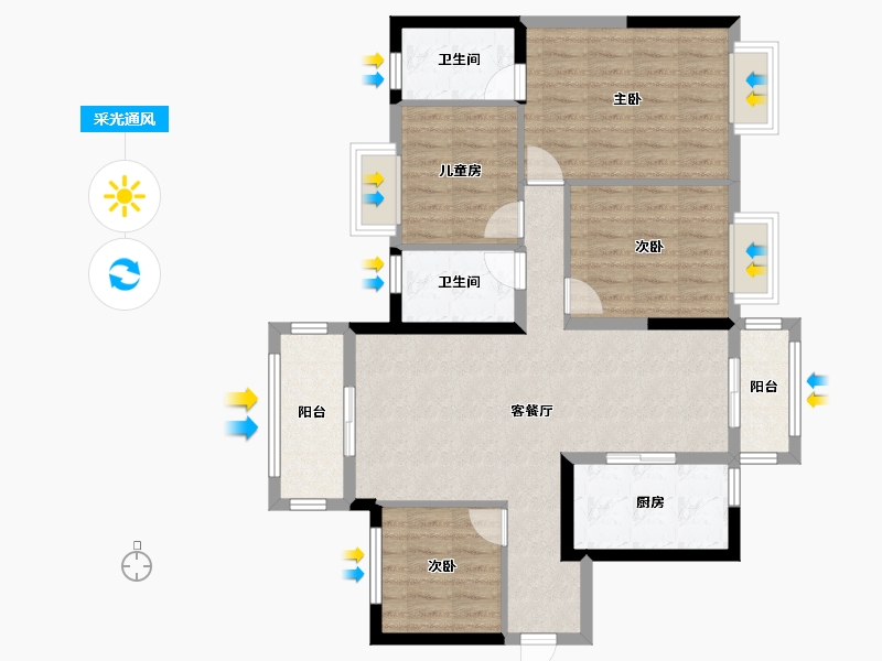 广西壮族自治区-南宁市-华润置地悦年华-94.76-户型库-采光通风