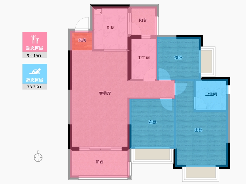 四川省-成都市-恒大翡翠龙庭-82.89-户型库-动静分区