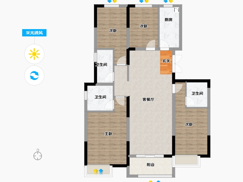 河南省-郑州市-正商裕园-112.77-户型库-采光通风