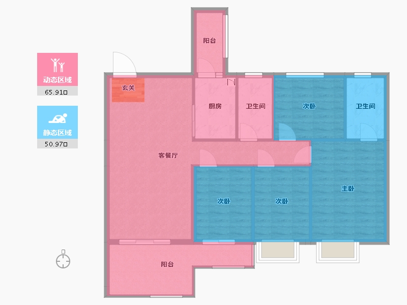 广东省-广州市-增城区新天美地14栋03户形-106.54-户型库-动静分区