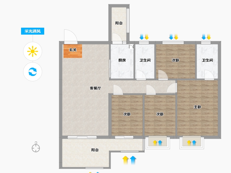 广东省-广州市-增城区新天美地14栋03户形-106.54-户型库-采光通风