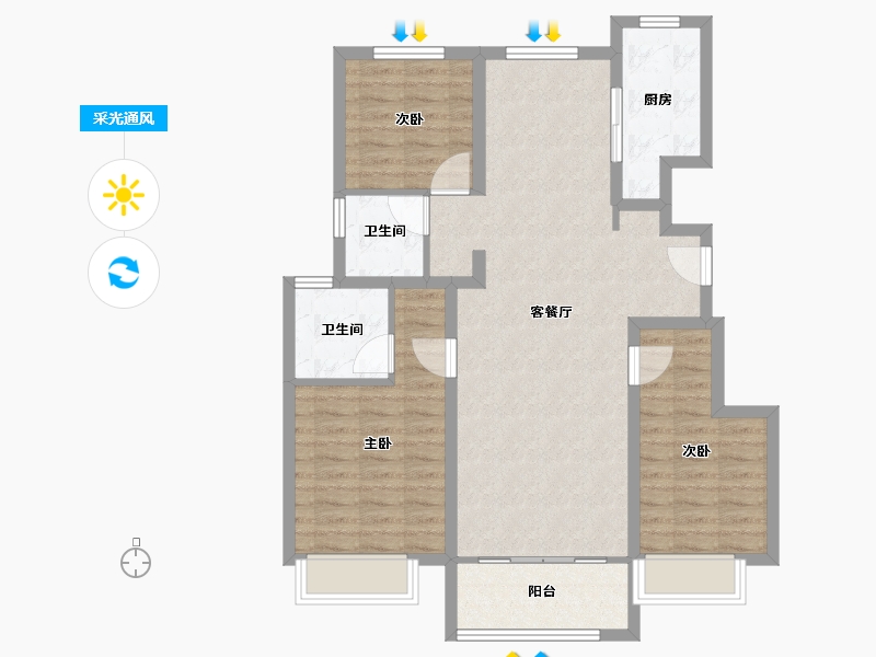 山东省-济南市-熙水台-93.00-户型库-采光通风