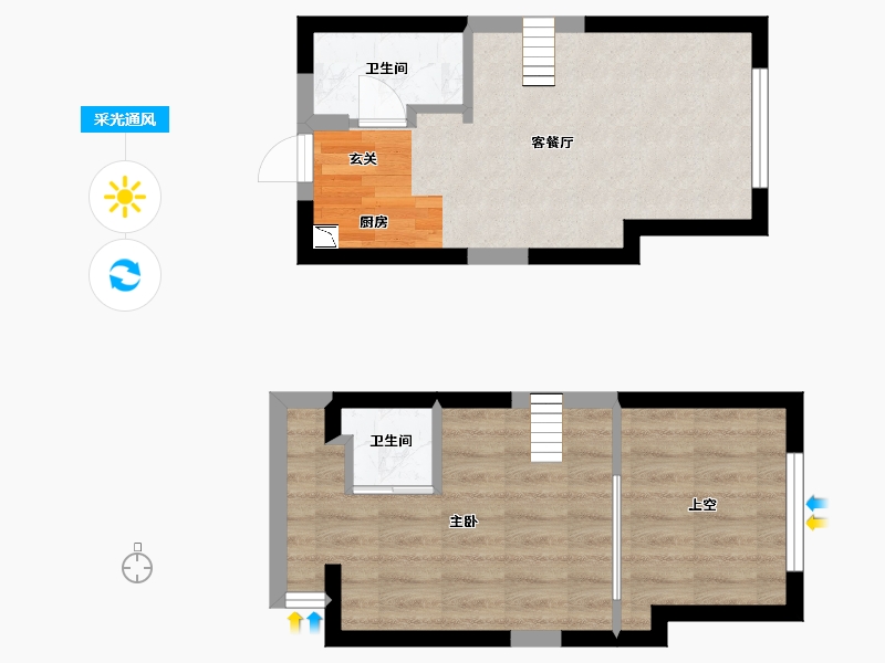 湖南省-长沙市-藏珑湖上公馆-44.70-户型库-采光通风