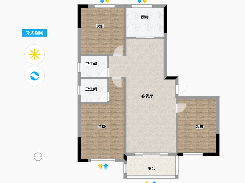 湖北省-天门市-华泰丽晶-100.00-户型库-采光通风