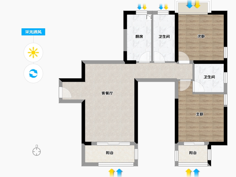 青海省-海南藏族自治州-观澜湖上东区Ⅱ区-75.00-户型库-采光通风